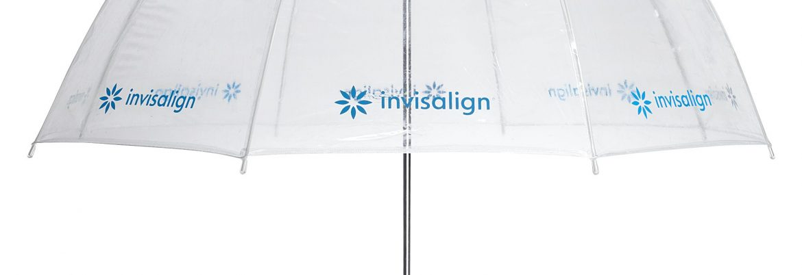 Прозрачный зонт с логотипом компании