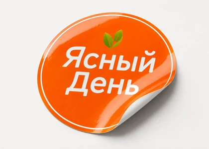 Глянцевая ламинация на круглой наклейке Ясный День