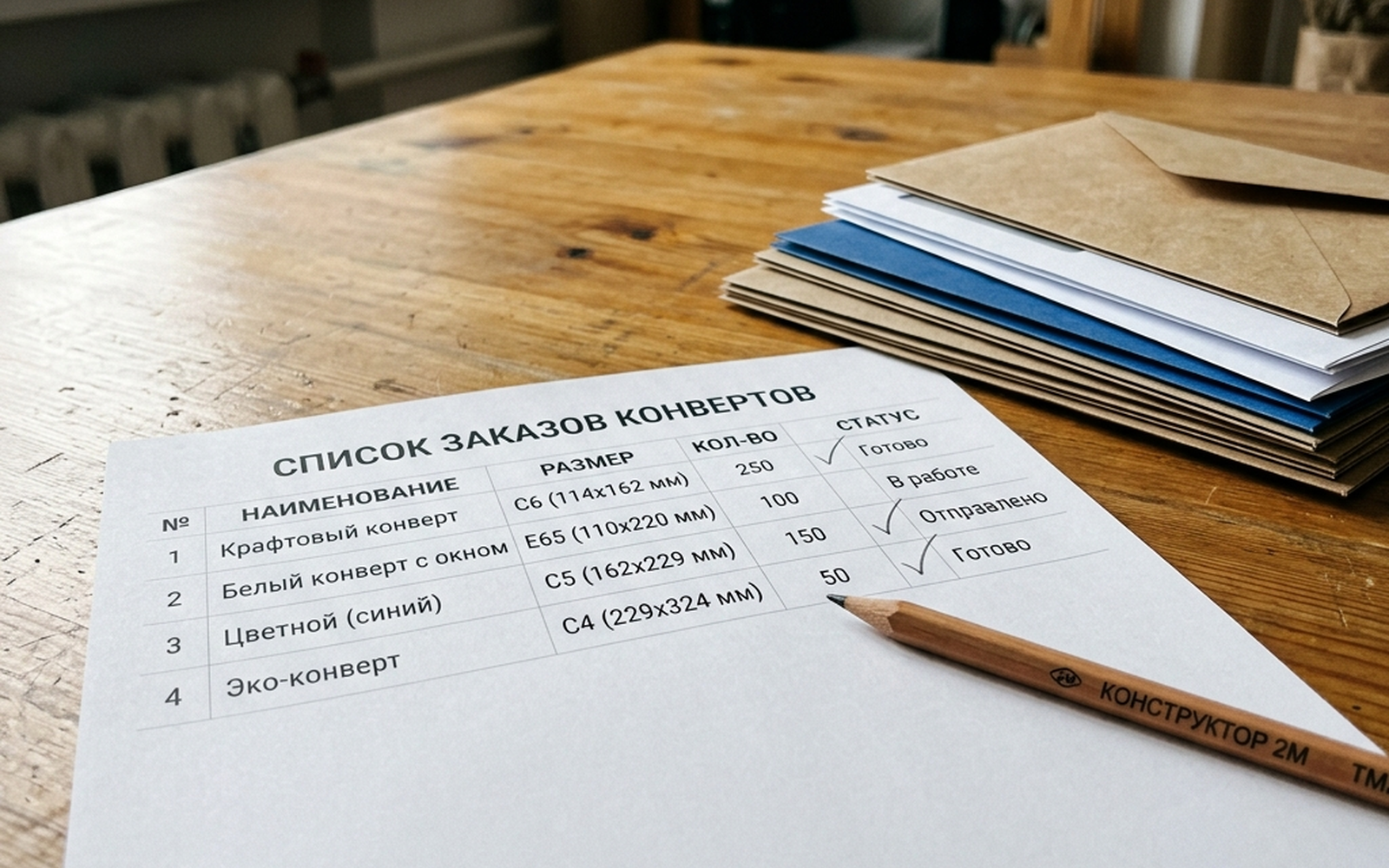 Планирование тиража конвертов Планирование тиража конвертов