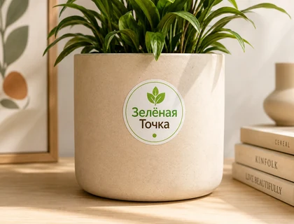 Декоративная наклейка Зелёная Точка на интерьерном кашпо