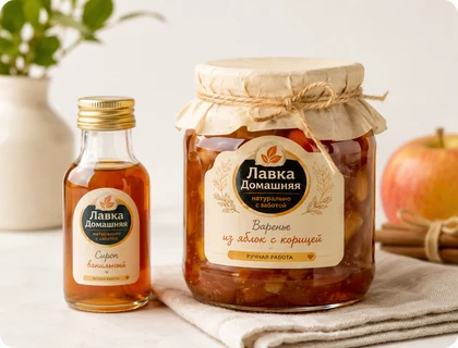 Этикетка на банке домашнего продукта Лавка Домашняя