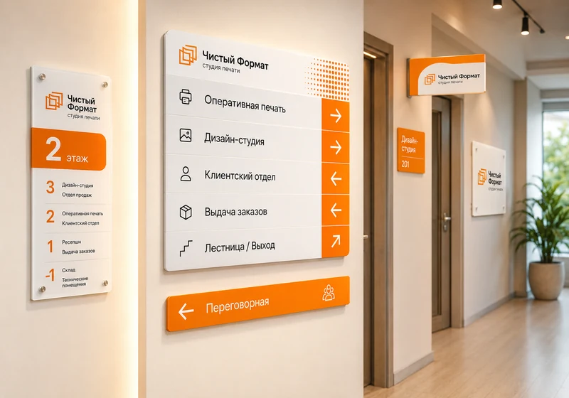 Навигационные таблички и указатели внутри помещения