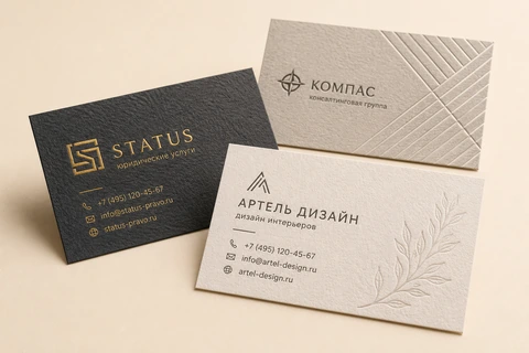 Фактурные визитки на дизайнерской бумаге
