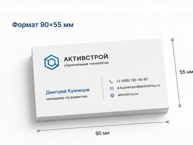 Увеличенная визитка формата 90 на 55 миллиметров