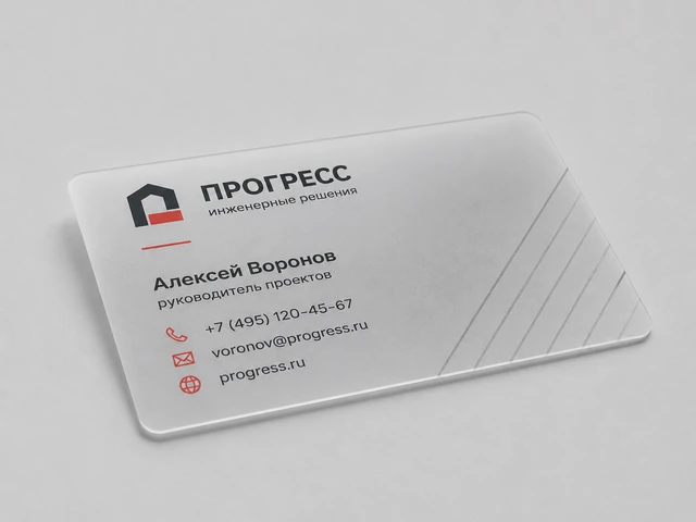 Пластиковая визитка с матовой полупрозрачной основой