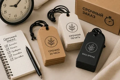 Срочная печать бирок с логотипом