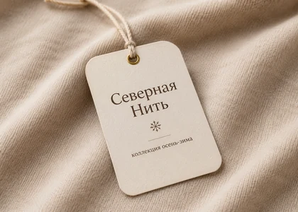 Название бренда или коллекции на бирке одежды