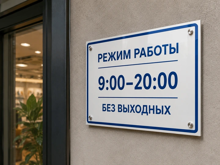 Информационная табличка с режимом работы