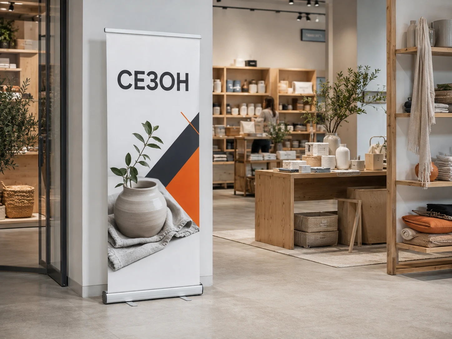 Roll Up стенд с рекламой в торговой точке