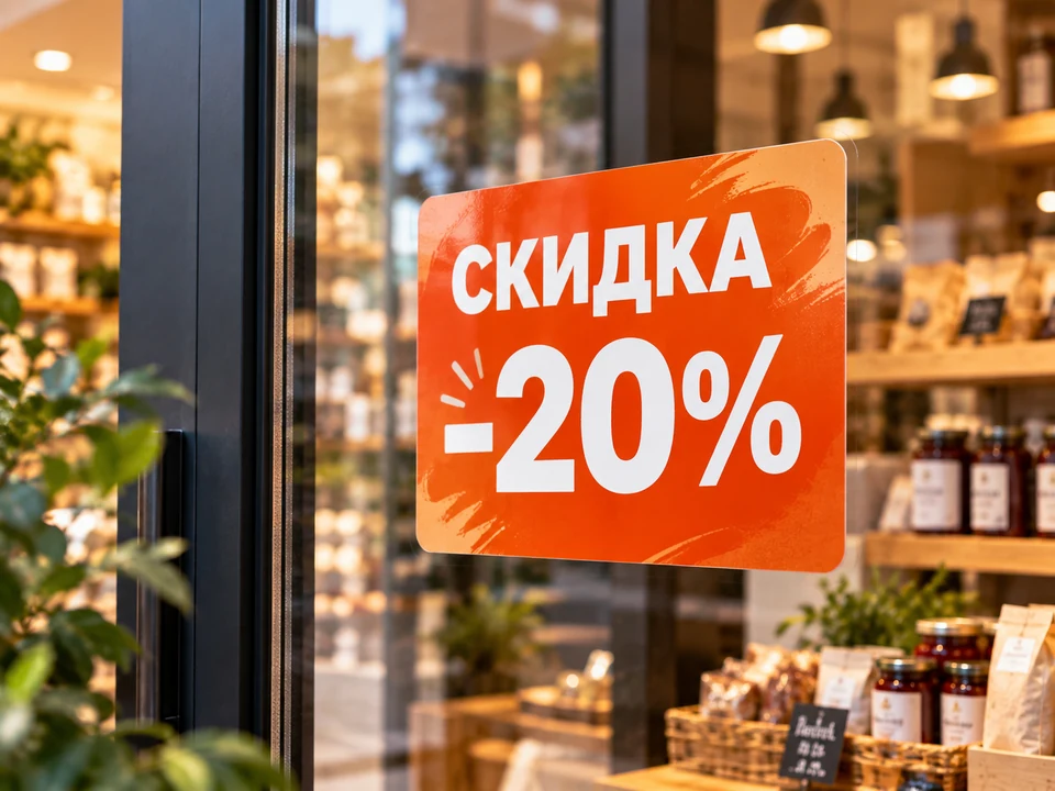 Яркая прямоугольная рекламная наклейка для акции