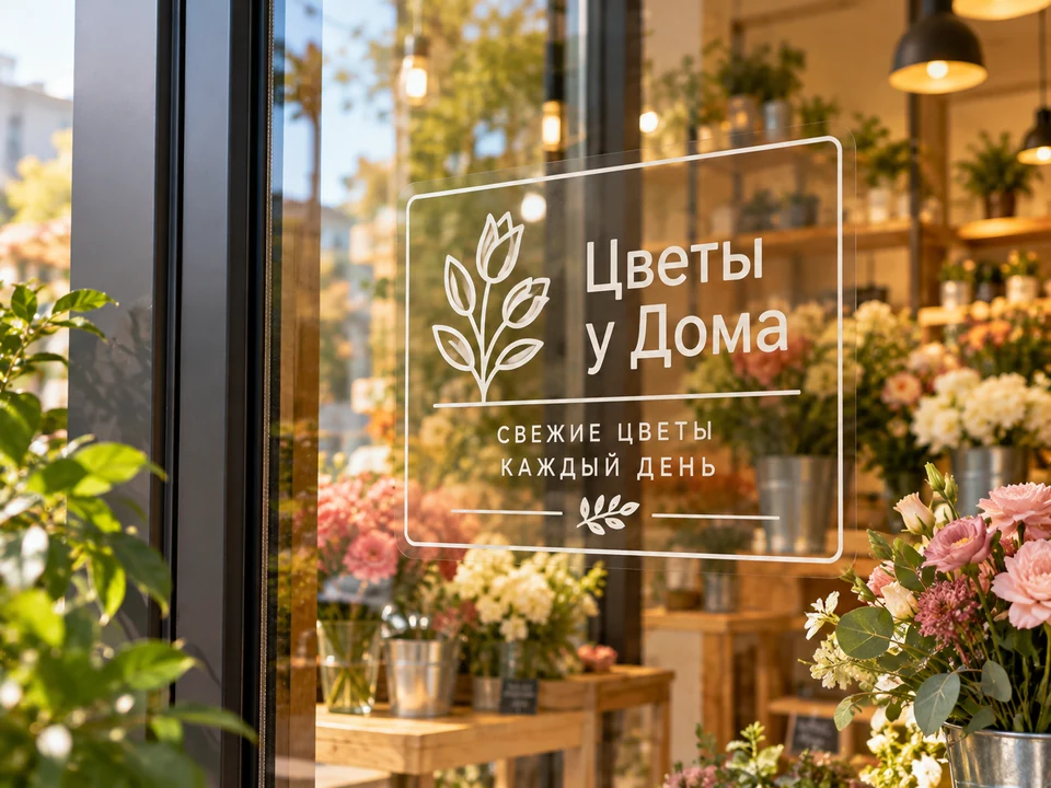 Оформление витрины прозрачными прямоугольными наклейками