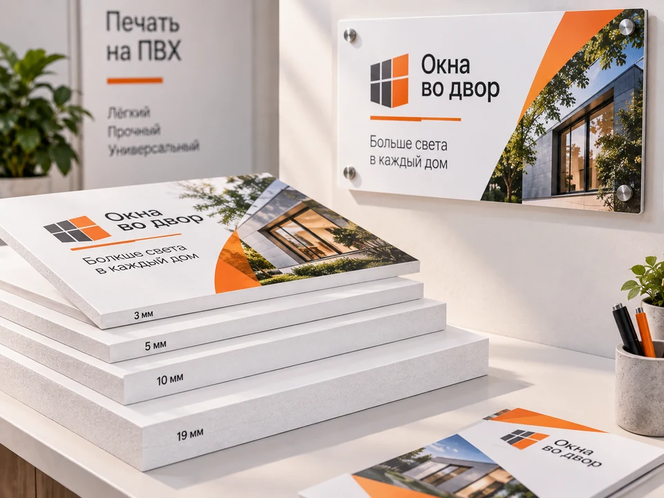 Печать на ПВХ для вывесок, панелей и рекламных носителей