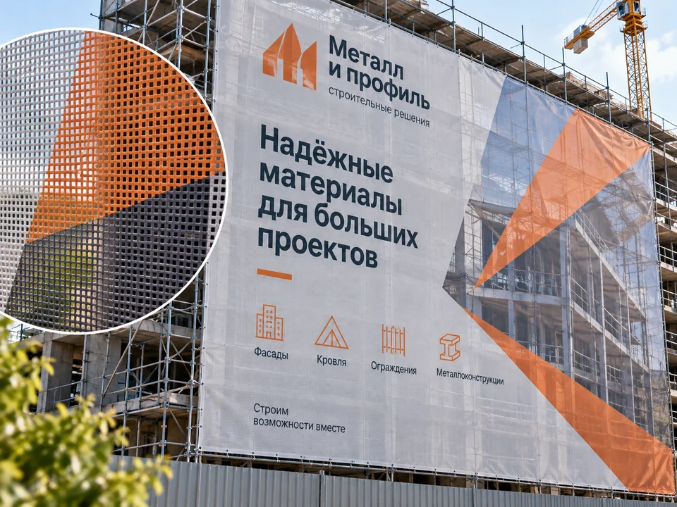 Печать на баннерной сетке для фасадов и больших площадей