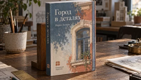 Книга «Город в деталях» с надписью на корешке — увеличить фото Книга «Город в деталях» проекта «Каменный переулок»: обложка и корешок